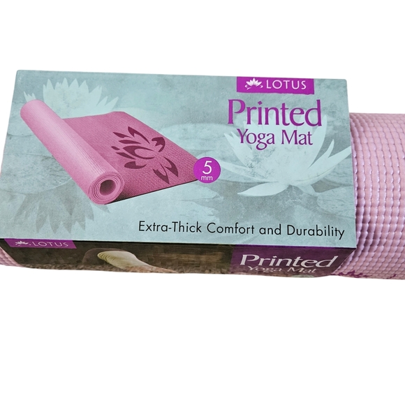 Lotus pink printed yoga mat, 5mm. 68"x 24". NWT. - Picture 1 of 4